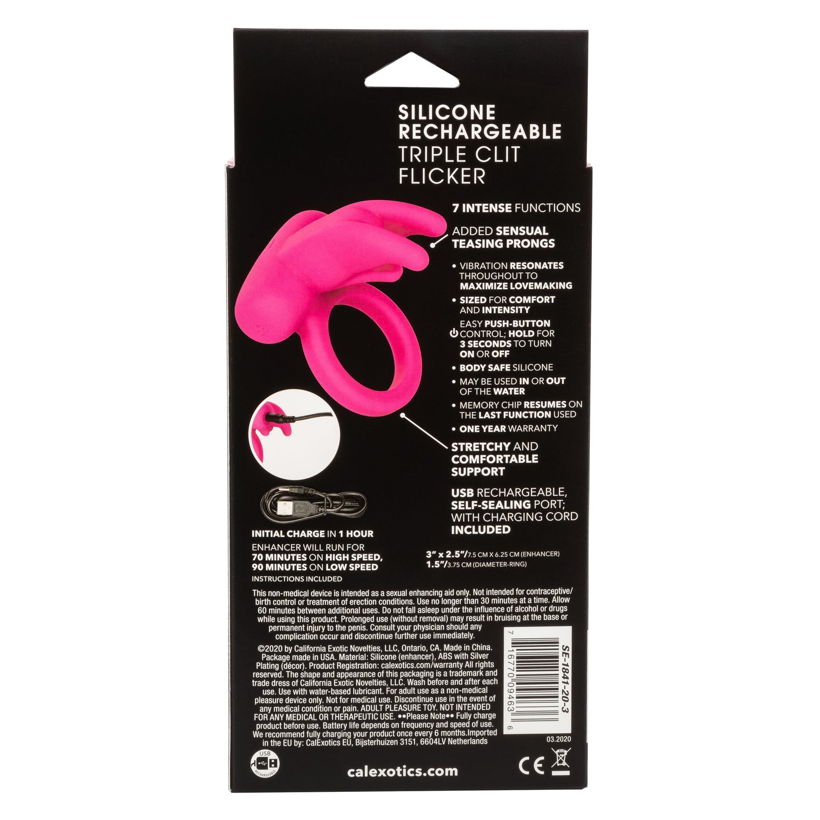 CalExotics - Triple Flicker Rechargeable Clitoral Vibrator (Pink) - Pink