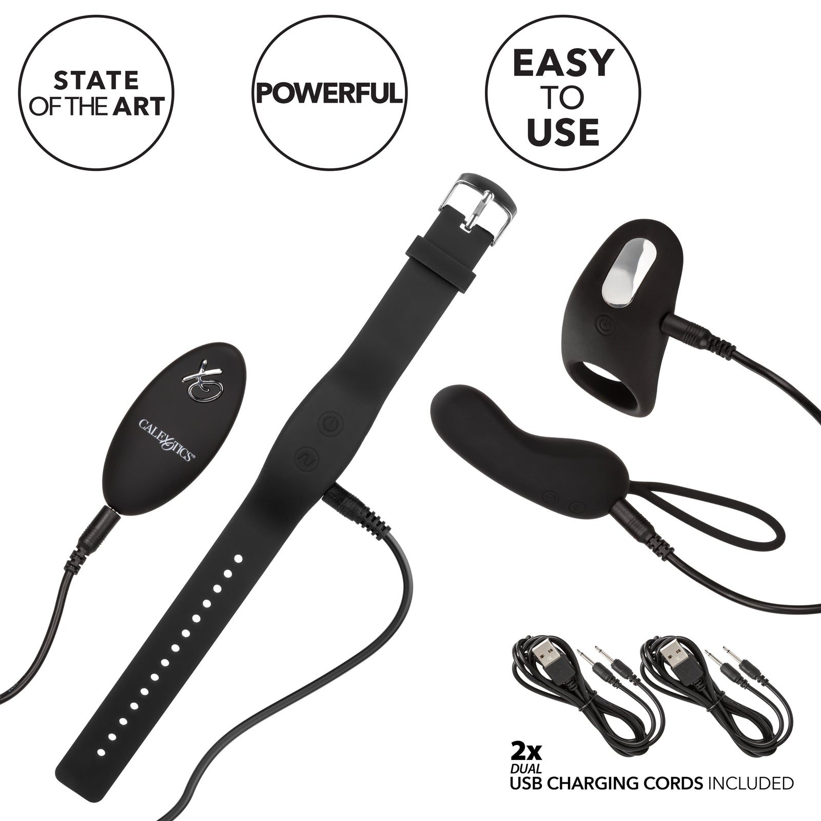 CalExotics - Remote-Control Rechargeable Couples Vibrator Set (Black) - Black