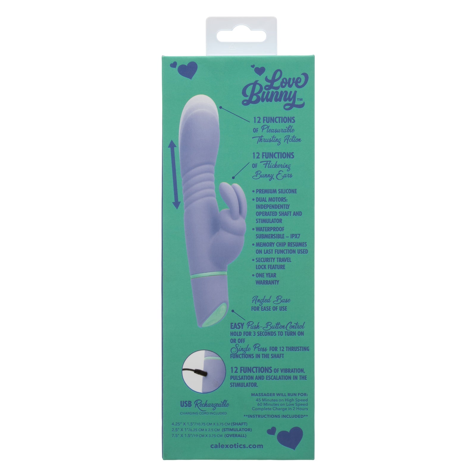 CalExotics - Love Bunny Thrusting Rabbit Vibrator (Purple) - Purple