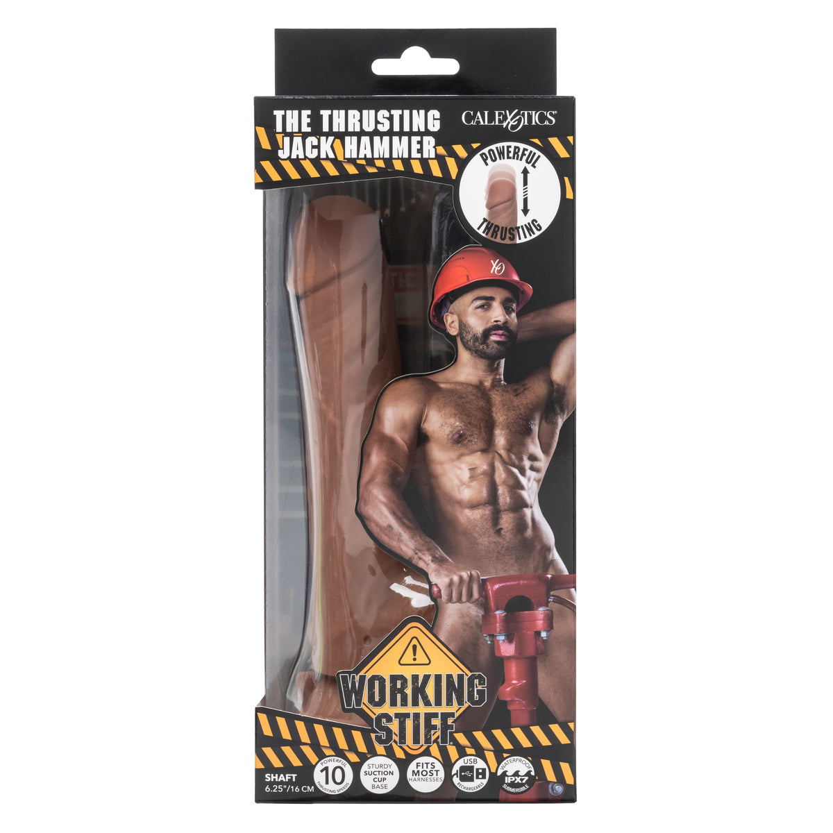 CalExotics - Working Stiff Thrusting Jack Hammer Suction Dildo (Brown) - Brown