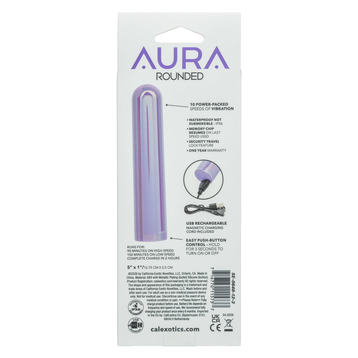 CalExotics - Aura Rounded Bullet Vibrator (Purple) - Purple