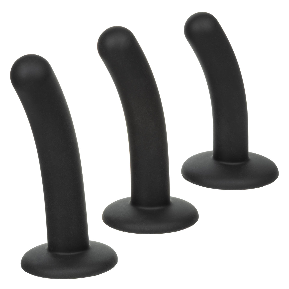 CalExotics - Onyxxx 3-Piece Silicone Curved Anal Probe Set (Black) - Black