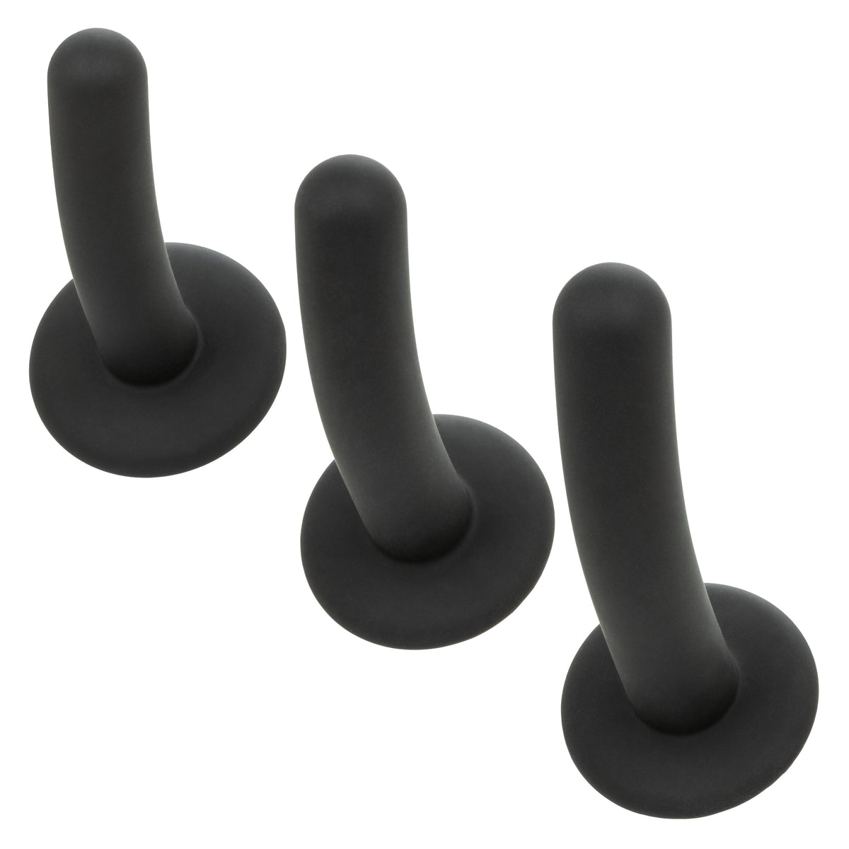 CalExotics - Onyxxx 3-Piece Silicone Curved Anal Probe Set (Black) - Black