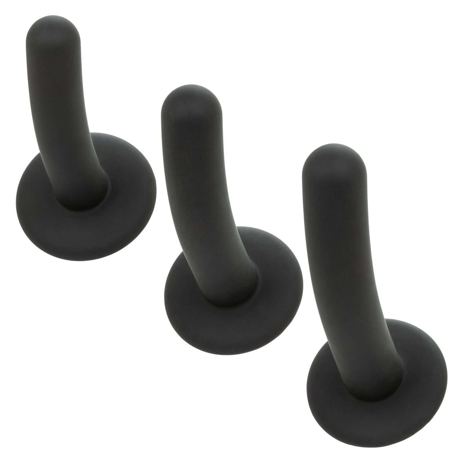 CalExotics - Onyxxx 3-Piece Silicone Curved Anal Probe Set (Black) - Black
