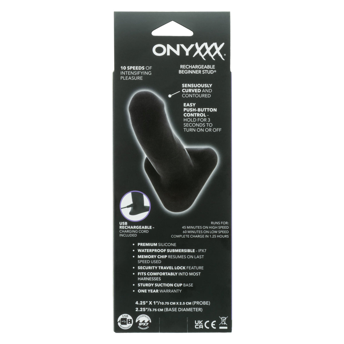 CalExotics - Onyxxx Rechargeable Silicone Anal Plug (Black) - Black / Beginner