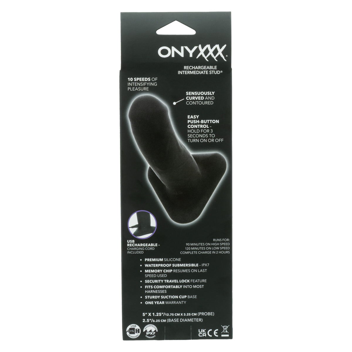 CalExotics - Onyxxx Rechargeable Silicone Anal Plug (Black) - Black / Intermediate