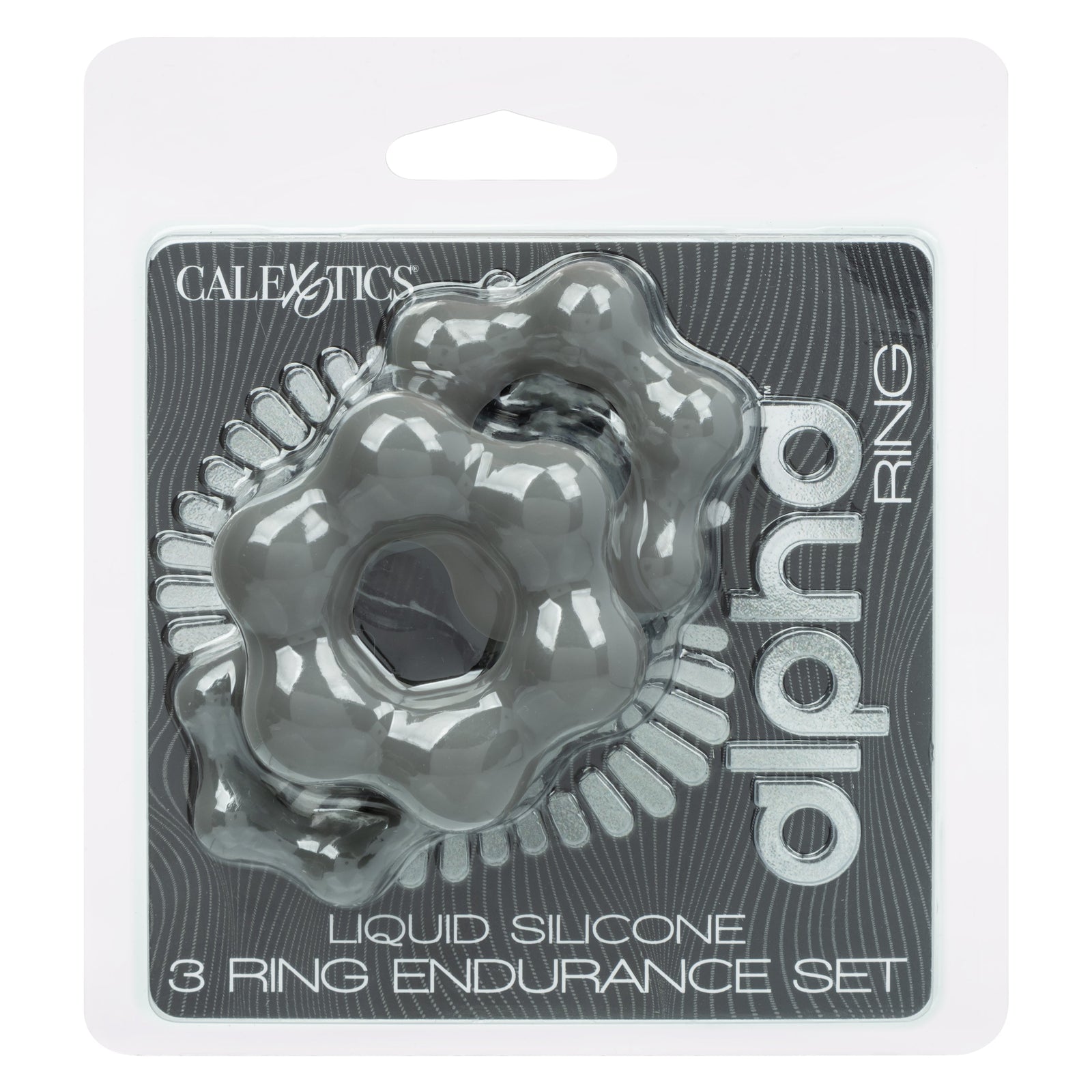 CalExotics - Alpha 3-Ring Endurance Cock Ring Set (Grey) - Grey