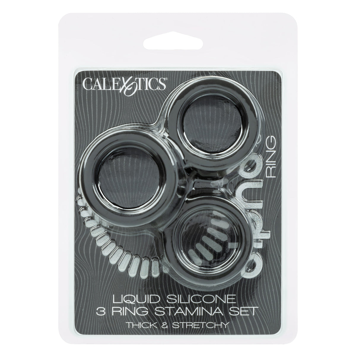 CalExotics - Alpha 3-Ring Stamina Cock Ring Set (Black) - Black