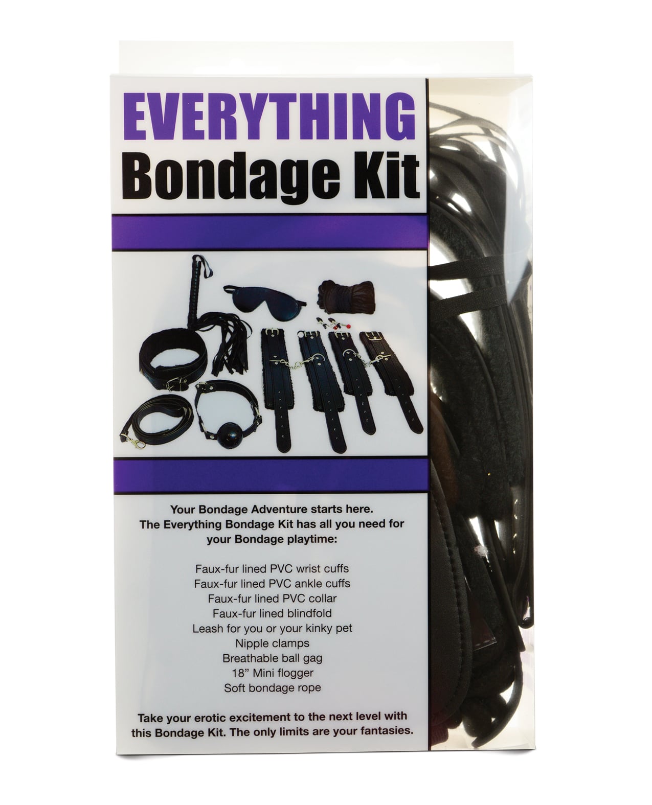 Plesur - Everything Bondage 12-Piece BDSM Kit (Black) - Black
