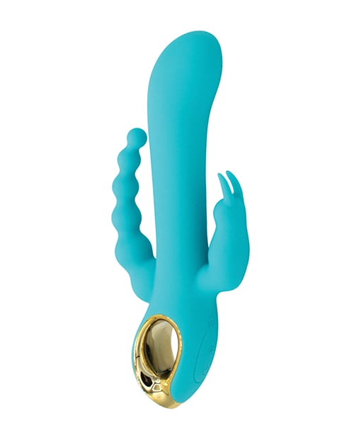 Natalie's Toy Box - Mighty Magic 3-in-1 Rabbit &amp; Anal Beads Vibrator (Blue) - Blue