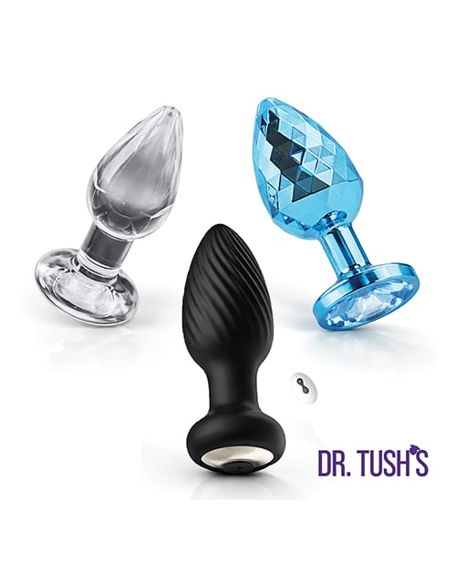Dr. Tush's - Venture Glass, Metal &amp; Vibrating Anal Plug Set (Multi Colour) - Multi Colour / Small