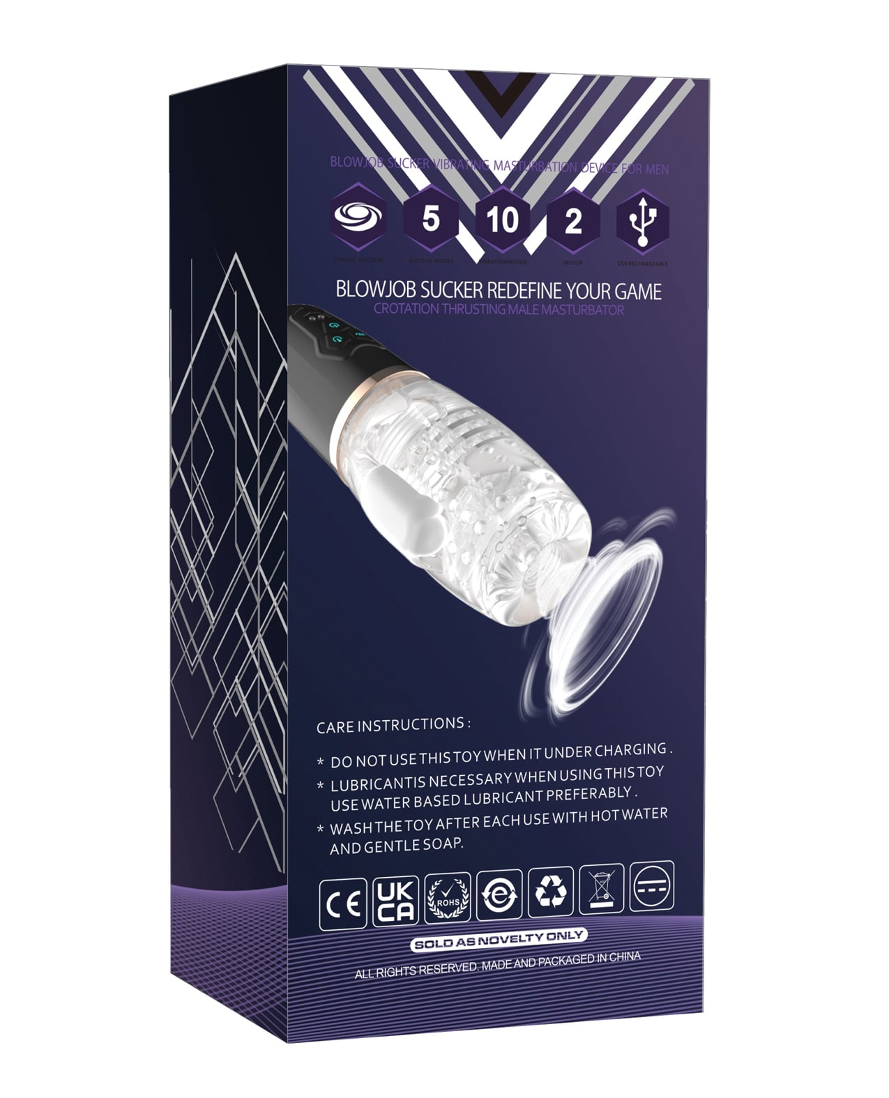 Secwell - Sucking & Vibrating Oral Masturbator (Black) - Black