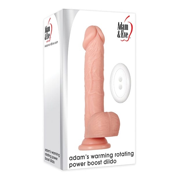 Adam & Eve - Adam's Warming Rotating Power Boost Remote Control Realistic Dildo with Balls 7.5" (Beige) -  Realistic Dildo with suction cup (Vibration) Rechargeable  Durio.sg