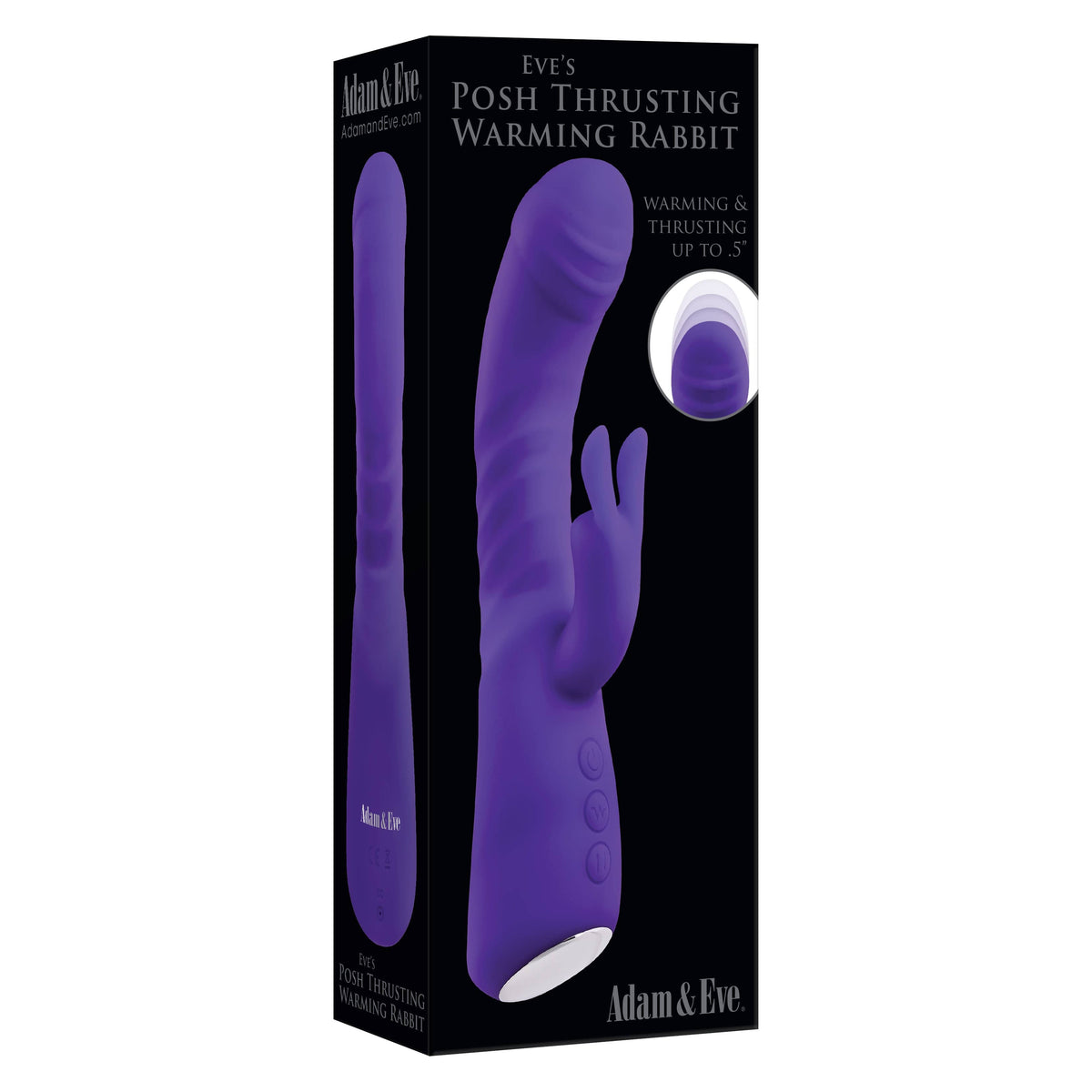 Adam &amp; Eve - Eve&#39;s Posh Thrusting Warming Rabbit Vibrator (Purple) -  Rabbit Dildo (Vibration) Rechargeable  Durio.sg