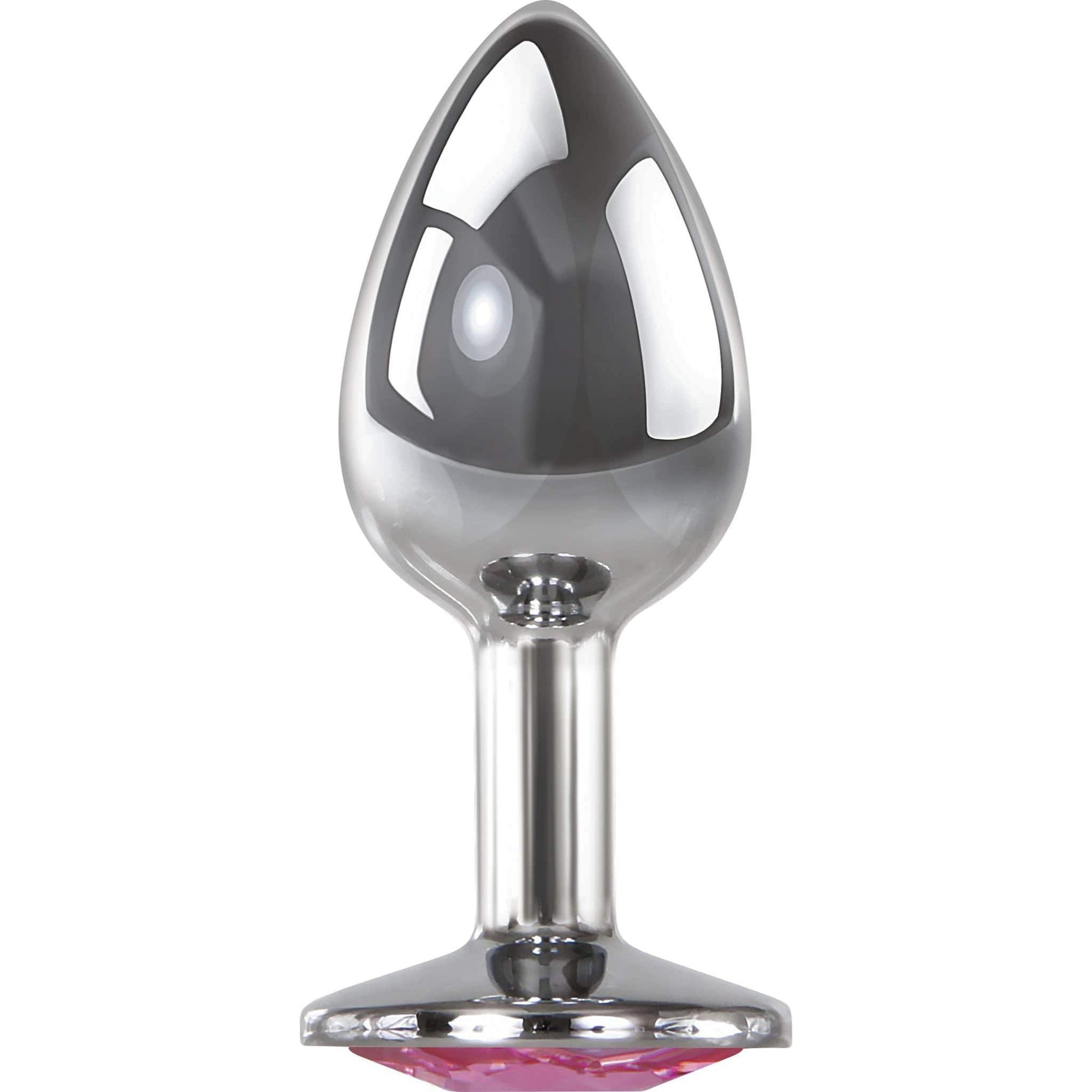 Adam & Eve - Pink Gem Aluminium Anal Plug Medium (Silver) -  Metal Anal Plug (Non Vibration)  Durio.sg