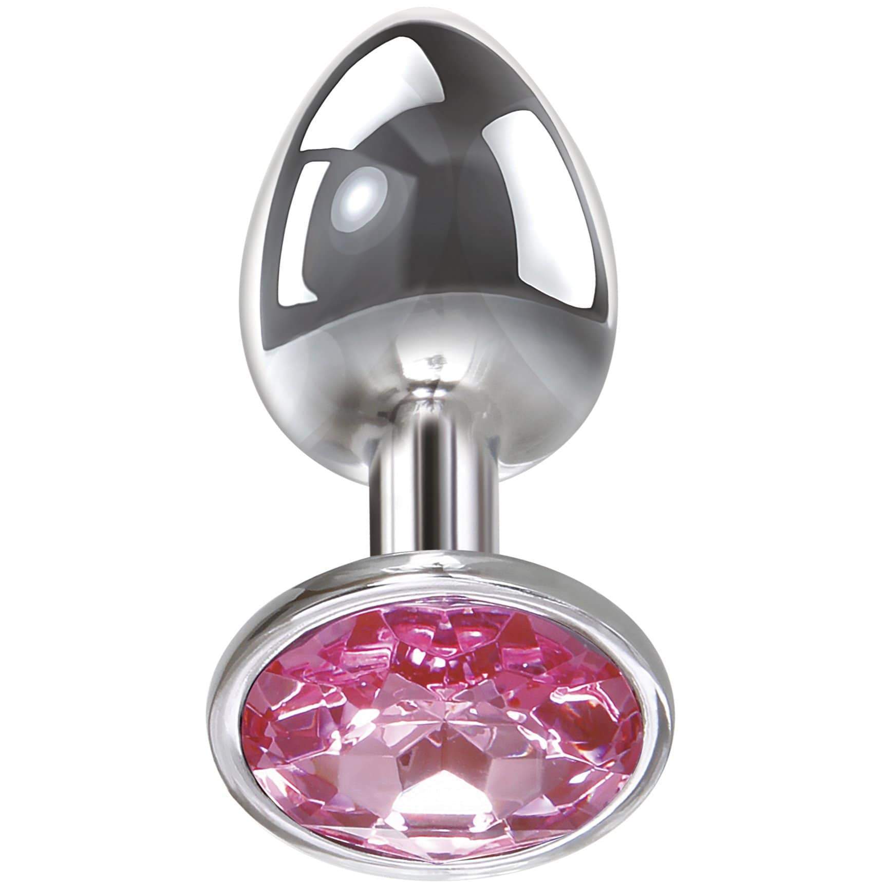 Adam & Eve - Pink Gem Aluminium Anal Plug Medium (Silver) -  Metal Anal Plug (Non Vibration)  Durio.sg