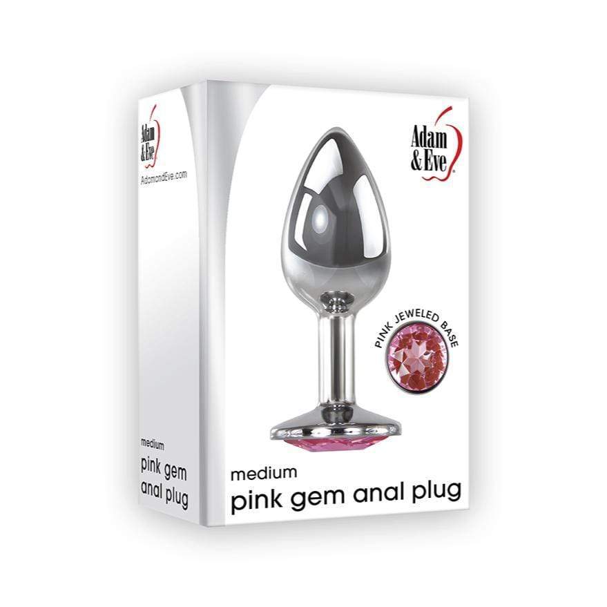 Adam &amp; Eve - Pink Gem Aluminium Anal Plug Medium (Silver) -  Metal Anal Plug (Non Vibration)  Durio.sg
