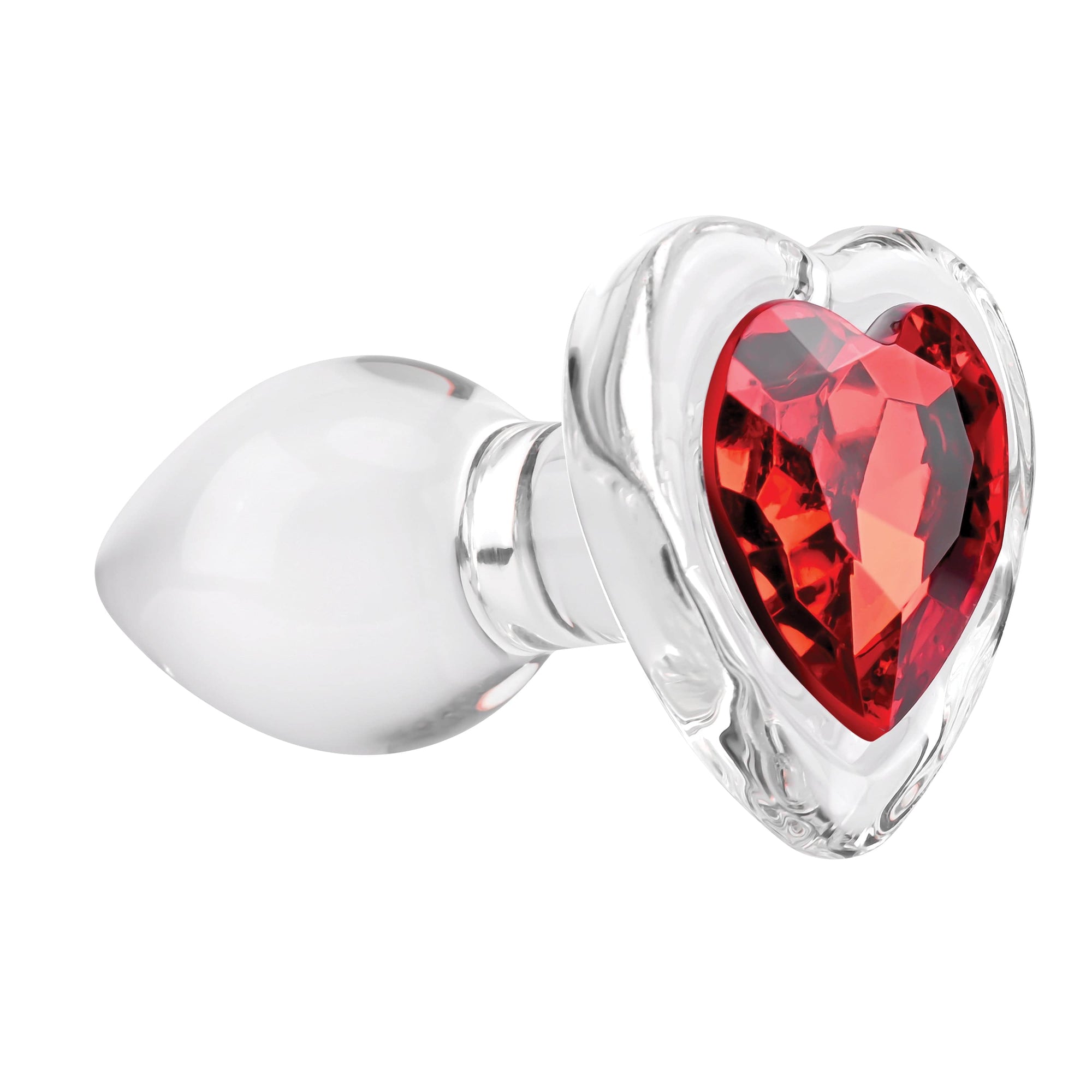Adam & Eve - Red Heart Gem Glass Anal Plug -  Glass Anal Plug (Non Vibration)  Durio.sg