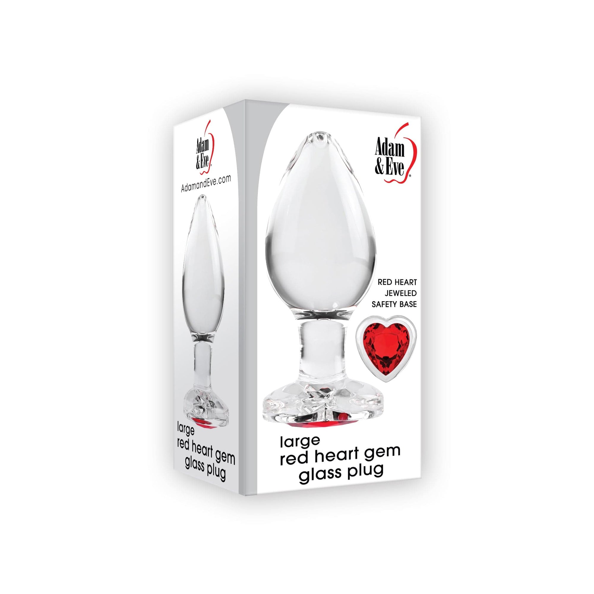 Adam & Eve - Red Heart Gem Glass Anal Plug - Clear Glass Anal Plug (Non Vibration) 844477021119 Durio.sg