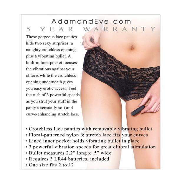 Adam & Eve - Vibrating Crotchless Panty with Bullet (Black) -  Lingerie (Vibration) Non Rechargeable  Durio.sg