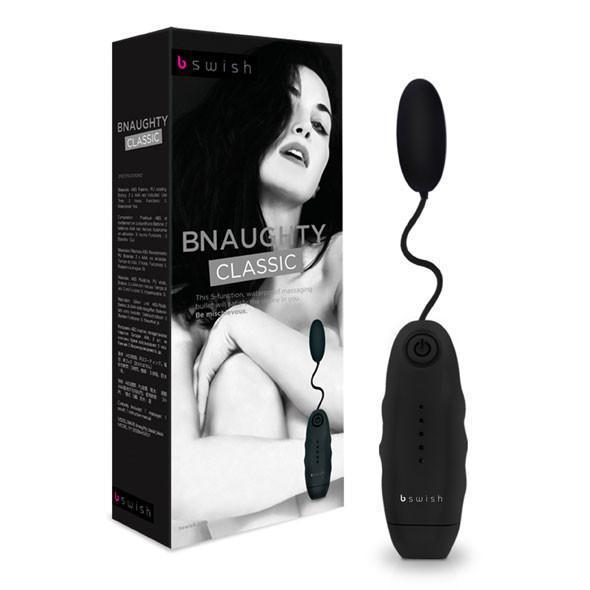B Swish - Bnaughty Classic Egg Vibrator (Black) -  Wired Remote Control Egg (Vibration) Non Rechargeable  Durio.sg