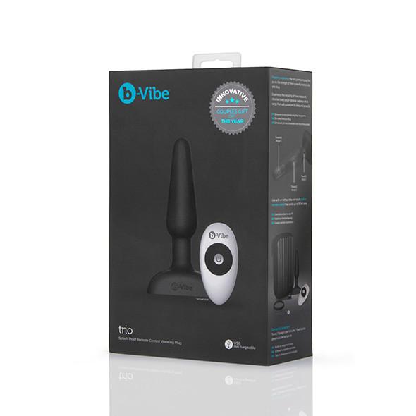 B-Vibe - Trio Remote Control Vibrating Anal Plug (Black) -  Remote Control Anal Plug (Vibration) Rechargeable  Durio.sg