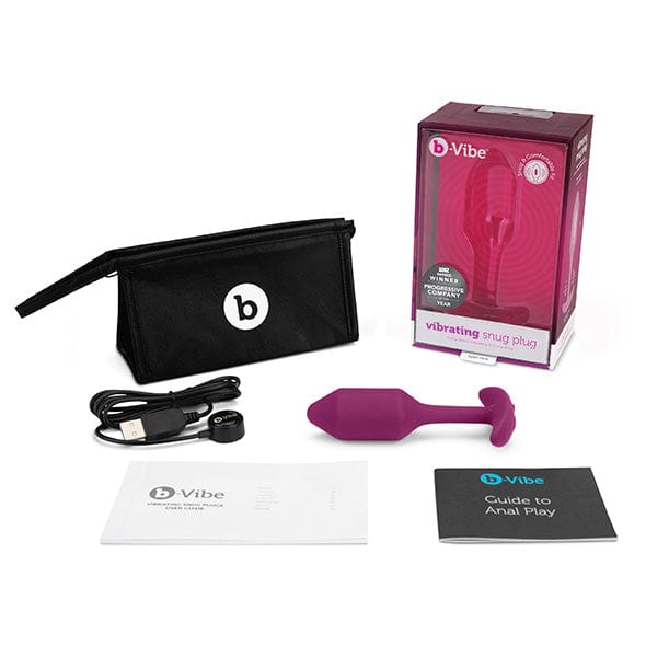 B-Vibe - Vibrating Silicone Weighted Snug Anal Plug M 112 g (Rose) -  Anal Beads (Vibration) Rechargeable  Durio.sg
