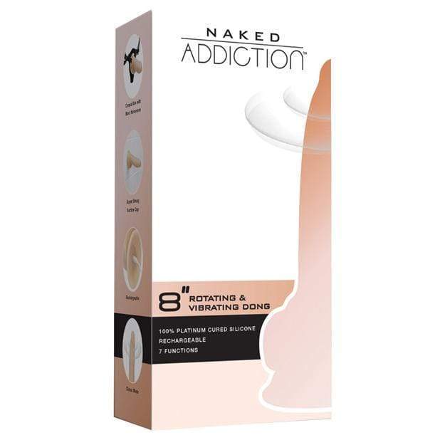 BMS - Naked Addiction Rotating and Vibrating Dong 8" (Beige) -  Realistic Dildo with suction cup (Vibration) Rechargeable  Durio.sg