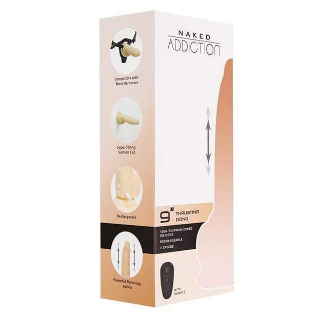 BMS - Naked Addiction Thrusting Dong  9" (Beige) -  Realistic Dildo with suction cup (Vibration) Rechargeable  Durio.sg