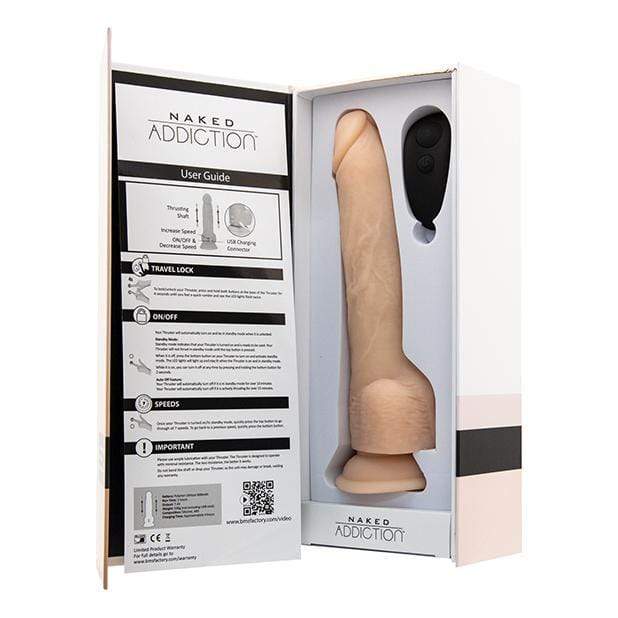 BMS - Naked Addiction Thrusting Dong  9" (Beige) -  Realistic Dildo with suction cup (Vibration) Rechargeable  Durio.sg