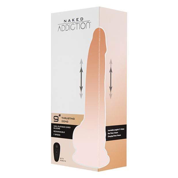 BMS - Naked Addiction Thrusting Dong  9&quot; (Beige) -  Realistic Dildo with suction cup (Vibration) Rechargeable  Durio.sg