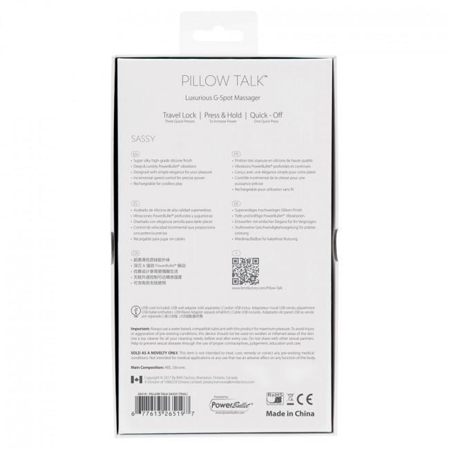 BMS - Pillow Talk Sassy Luxurious G Spot Vibrator (Pink) -  G Spot Dildo (Vibration) Rechargeable  Durio.sg