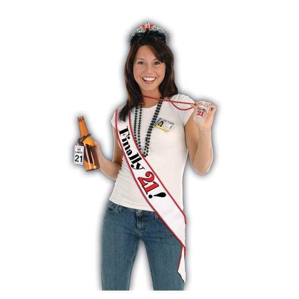 Beistle - Finally 21 Birthday Sash (White) -  Party Novelties  Durio.sg