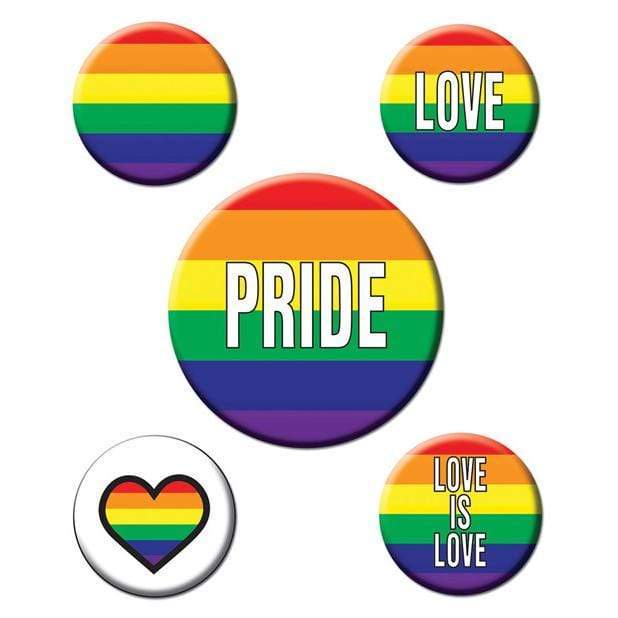 Beistle - Rainbow Pride Party Buttons Pack of 5 (Multi Colour) -  Party Novelties  Durio.sg