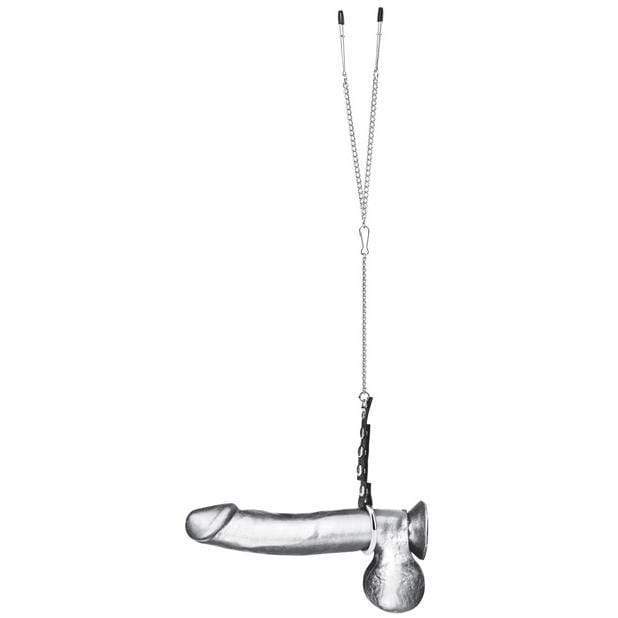 Blue Line - C&B Gear Cock Ring with Nipple Tweezers (Silver) -  Metal Cock Ring (Non Vibration)  Durio.sg