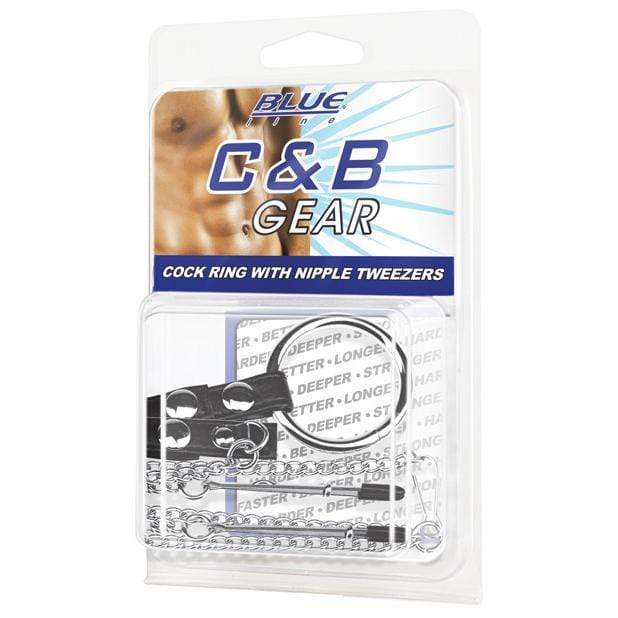Blue Line - C&amp;B Gear Cock Ring with Nipple Tweezers (Silver) -  Metal Cock Ring (Non Vibration)  Durio.sg