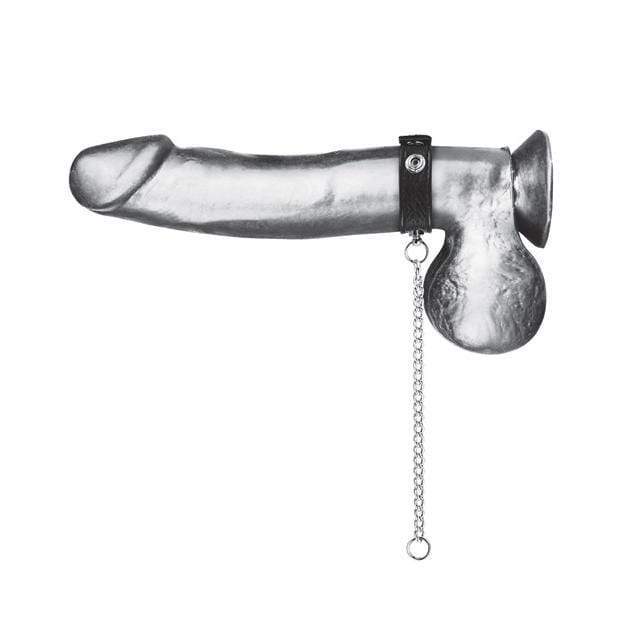 Blue Line - C&amp;B Gear Snap Cock Ring with 12" Leash (Black) -  Leather Cock Ring (Non Vibration)  Durio.sg