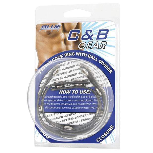 Blue Line - C&B Gear V-Style Cock Ring with Ball Divider (Black) -  Leather Cock Ring (Non Vibration)  Durio.sg