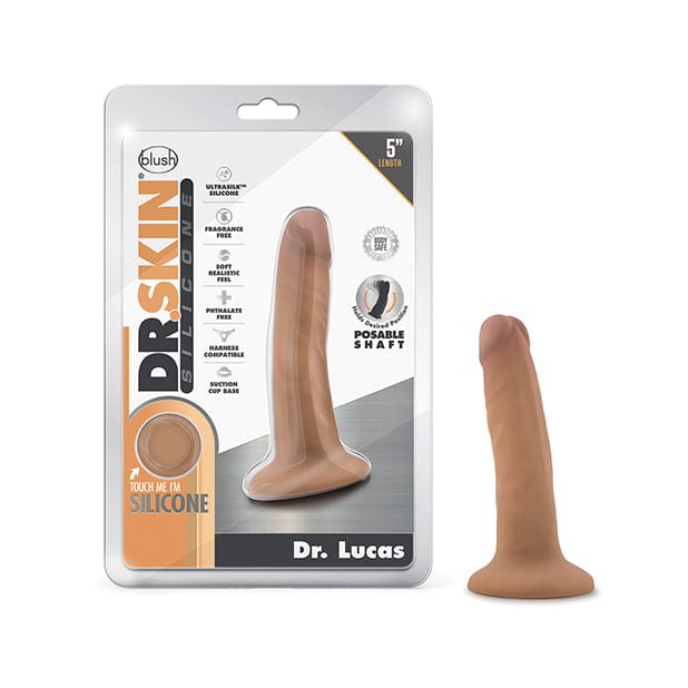 Blush Novelties - Dr Skin Silicone Dr Lucas Realistic Dildo with Balls 5.5" (Mocha) -  Realistic Dildo with suction cup (Non Vibration)  Durio.sg