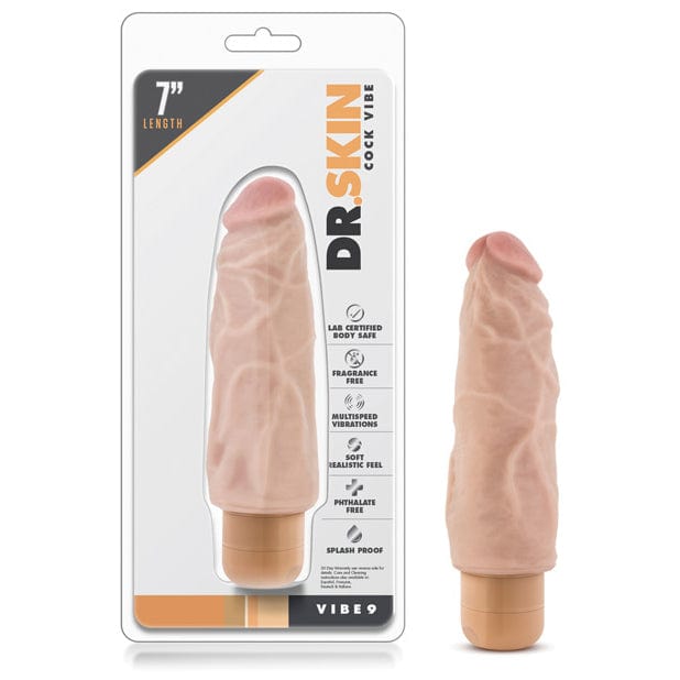 Blush Novelties - Dr Skin Vibe 9 Dong Vibrating Realistic Dildo 7&quot; (Beige) -  Realistic Dildo w/o suction cup (Vibration) Non Rechargeable  Durio.sg