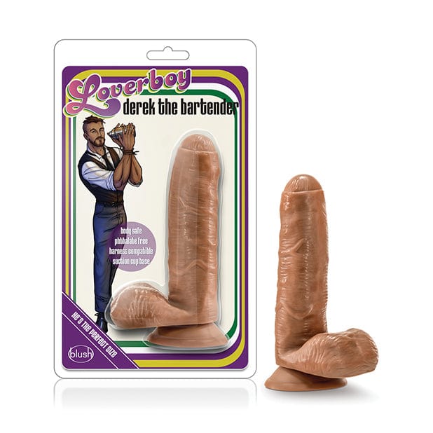 Blush Novelties - Loverboy Derek the Bartender Realistic Dildo with Balls 7&quot; (Mocha) -  Realistic Dildo with suction cup (Non Vibration)  Durio.sg