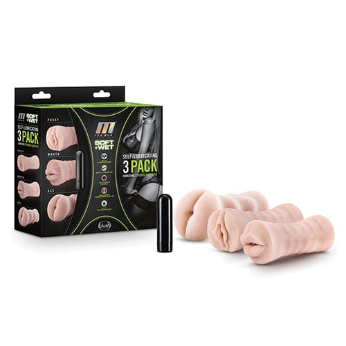 Blush Novelties - M for Men Self Lubricating Vibrating Stroker Masturbator Sleeve Kit (Beige) -  Masturbator Soft Stroker (Vibration) Non Rechargeable  Durio.sg