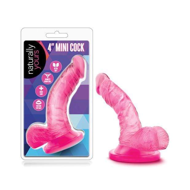 Blush Novelties - Naturally Yours 4" Mini Cock (Pink) -  Realistic Dildo with suction cup (Non Vibration)  Durio.sg