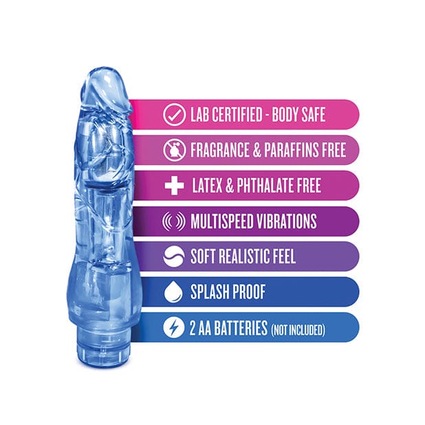 Blush Novelties - Naturally Yours Fantasy Vibe Realistic Vibrating Dildo 8.5"(Blue) -  Realistic Dildo w/o suction cup (Vibration) Non Rechargeable  Durio.sg