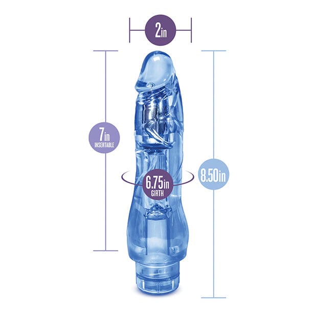 Blush Novelties - Naturally Yours Fantasy Vibe Realistic Vibrating Dildo 8.5"(Blue) -  Realistic Dildo w/o suction cup (Vibration) Non Rechargeable  Durio.sg