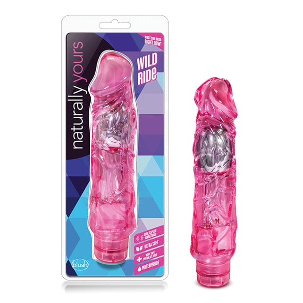 Blush Novelties - Naturally Yours Wild Ride Realistic Vibrating Dildo 9" (Pink) -  Realistic Dildo w/o suction cup (Vibration) Non Rechargeable  Durio.sg