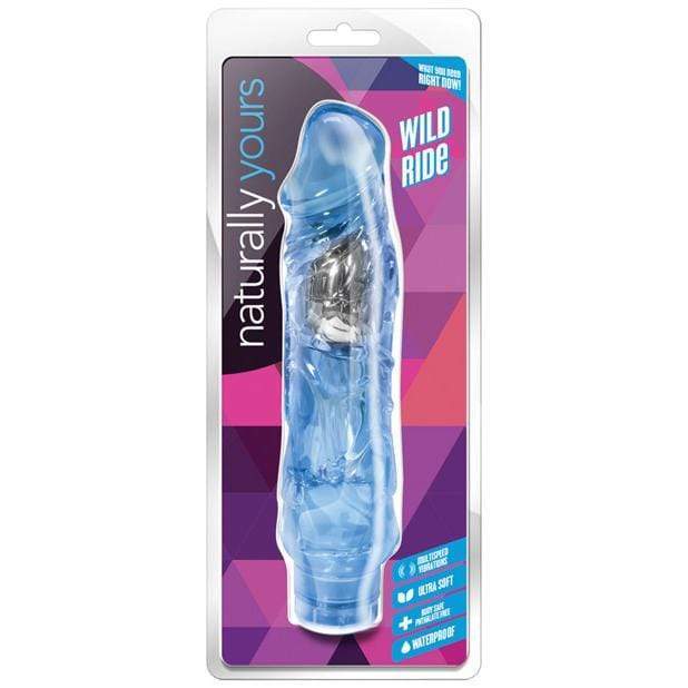 Blush Novelties - Naturally Yours Wild Ride Vibrating Dildo (Blue) -  Non Realistic Dildo w/o suction cup (Vibration) Non Rechargeable  Durio.sg