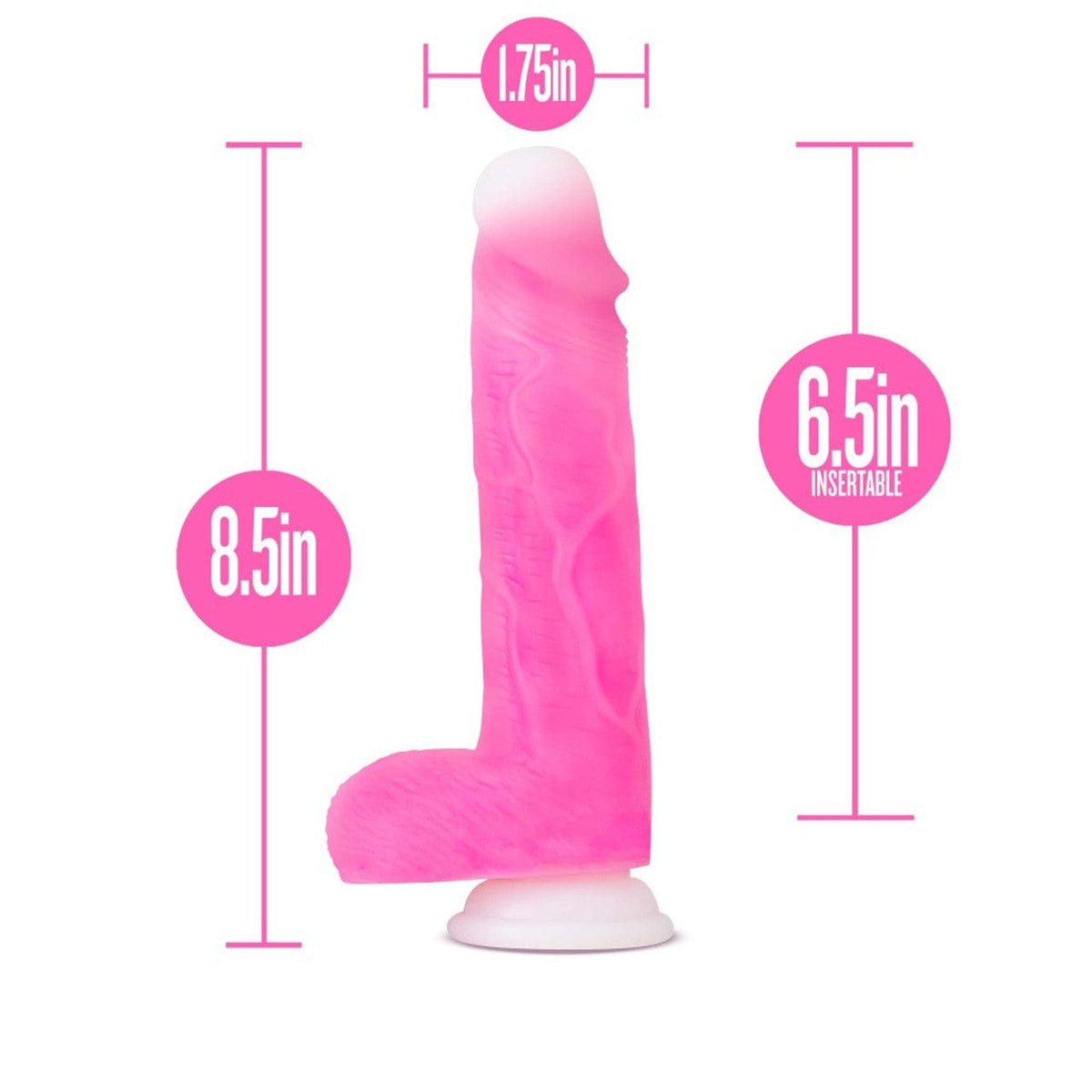 Blush Novelties - Neo Elite Roxy 360 Degree Gyrating Vibrating Realistic Dildo with Balls 8.5" (Pink) -  Realistic Dildo with suction cup (Vibration) Rechargeable  Durio.sg