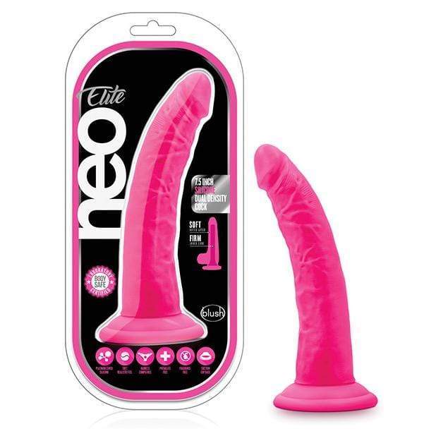 Blush Novelties - Neo Elite Silicone Dual Density Cock with Balls 7.5" (Pink) -  Realistic Dildo with suction cup (Non Vibration)  Durio.sg