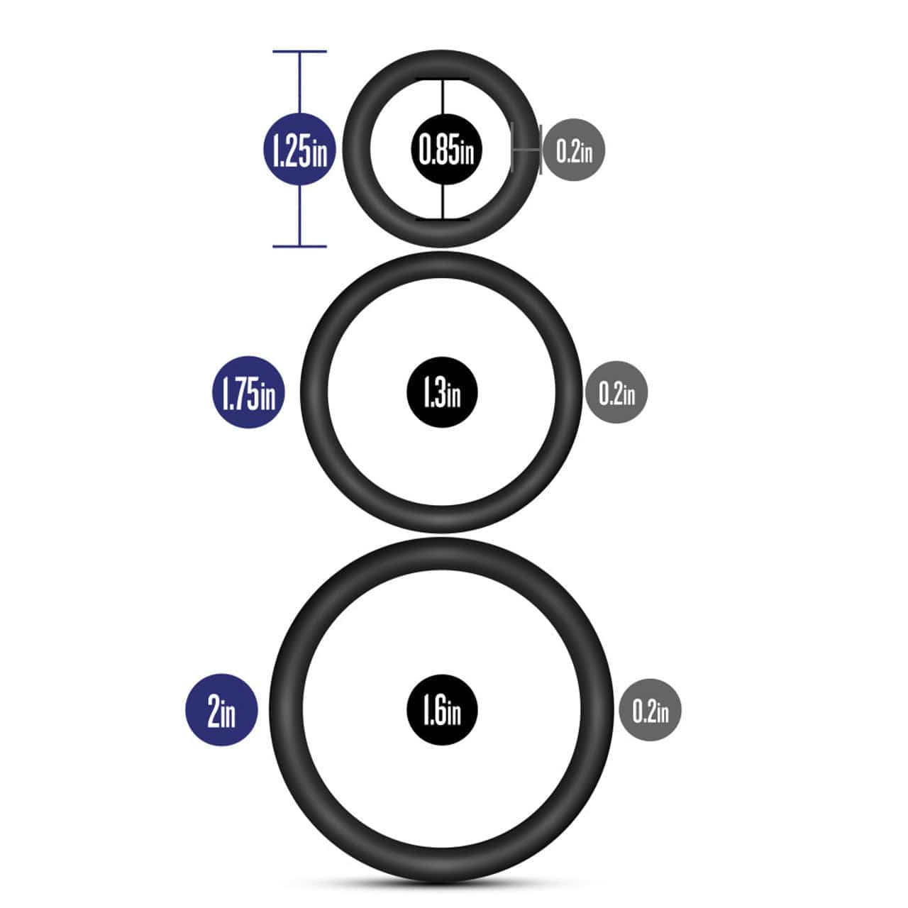 Blush Novelties - Performance VS4 Pure Premium Silicone Cock Ring Set (Black) -  Silicone Cock Ring (Non Vibration)  Durio.sg